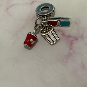925 Sterling Silver Movies Theme - Popcorn, 3D Glasses, Soft Drink Dangle